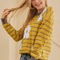 Yellow Stripe Daisy Floral Knitted Round Neck Sweater