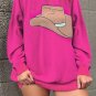 Rose Red YEEHAW Cowboy Hat Drop Shoulder Oversized Sweater