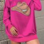 Rose Red YEEHAW Cowboy Hat Drop Shoulder Oversized Sweater