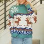 Canton Christmas Reindeer Snowflake Colorblock Turtleneck Sweater