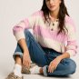 Pink Stripe Cable Knit Collared Henley Sweater