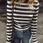 Black Stripe Slim Fit High Neck Knit Sweater