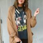 Light French Beige Ribbed Edge Exposed Seam Knit Cardigan with Pockets