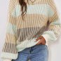 Brown Colorblock Textured Knit Bubble Sleeve Sweater