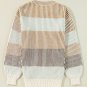 Brown Colorblock Textured Knit Bubble Sleeve Sweater
