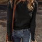 Black Solid Color Slim Fit Lightweight Crew Neck Sweater