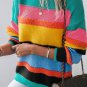 Yellow Colorblock Mixed Textured Drop Shoulder Sweater