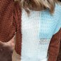 Khaki Mix Textured Knit Colorblock Patchwork Sweater
