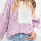 Bonbon Neutral Colorblock Tie Back Sweater