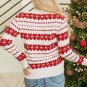 White Western Geometric Patterned Crew Neck Loose Sweater