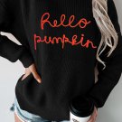 Black Hello Pumpkin Graphic Sweater
