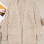 Jet Stream Cable Knit Eyelet Side Pockets Baggy Cardigan