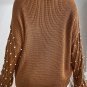 Chestnut Beaded Drop Shoulder Round Neck Sweater