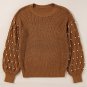 Chestnut Beaded Drop Shoulder Round Neck Sweater