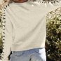 White Contrast Stitch Detail Ribbed Trim Sweater