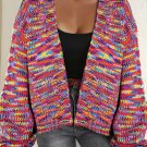 Pink Confetti Drop Shoulder Open Front Cardigan