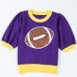 Purple Sequin Rugby Color Block Puff Short Sleeve Sweater