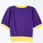 Purple Sequin Rugby Color Block Puff Short Sleeve Sweater