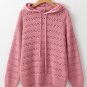 Peach Blossom Pointelle Knit Raglan Sleeve Hooded Sweater