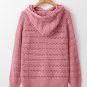 Peach Blossom Pointelle Knit Raglan Sleeve Hooded Sweater