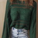 Blackish Green Hollow out Cable Knit Cropped Sweater
