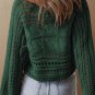 Blackish Green Hollow out Cable Knit Cropped Sweater