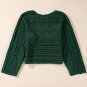Blackish Green Hollow out Cable Knit Cropped Sweater
