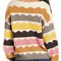 Yellow Wave Striped Balloon Sleeve Drop Shoulder Sweater