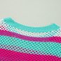 Rose Red Colorblock Patchwork Knit Crochet Eyelet Sweater