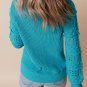 Turquoise Ruffled Eyelet Bubble Sleeve Sweater