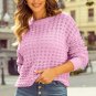Pink Crochet Knit Drop Shoulder Sweater