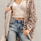 Khaki Leopard Print Batwing Sleeve Loose Tunic Cardigan