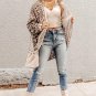 Khaki Leopard Print Batwing Sleeve Loose Tunic Cardigan