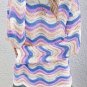 Purple Stripe Wavy Pointelle Knit Drop Shoulder Sweater