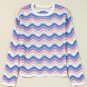 Purple Stripe Wavy Pointelle Knit Drop Shoulder Sweater