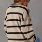 White Colorblock Drop Shoulder Buttoned Loose Cardigan