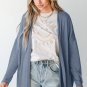 Ashleigh Blue Solid Color Rib Knit Open Front Tunic Cardigan