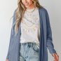 Ashleigh Blue Solid Color Rib Knit Open Front Tunic Cardigan
