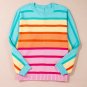 Yellow Stripe Gradient Striped Ribbed Edge Loose Sweater