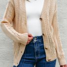 Beige Open Knit Drop Shoulder Sweater Cardigan