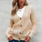 Beige Open Knit Drop Shoulder Sweater Cardigan