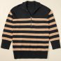 Black Stripe Collared Quarter Zipper Oversized Sweater