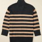 Black Stripe Collared Quarter Zipper Oversized Sweater
