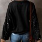 Black Pearled Drop Shoulder Round Neck Sweater