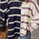 Blue Stripe Colorblock Oversized Sweater