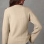 Parchment Solid Textured Knit Split Cuff Drop Shoulder Loose Sweater