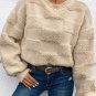 Parchment Checkered Sherpa Crew Neck Loose Sweater