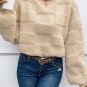 Parchment Checkered Sherpa Crew Neck Loose Sweater