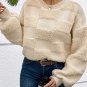 Parchment Checkered Sherpa Crew Neck Loose Sweater