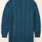 Peacock Blue Cable Knit Button Front Pocketed Baggy Cardigan